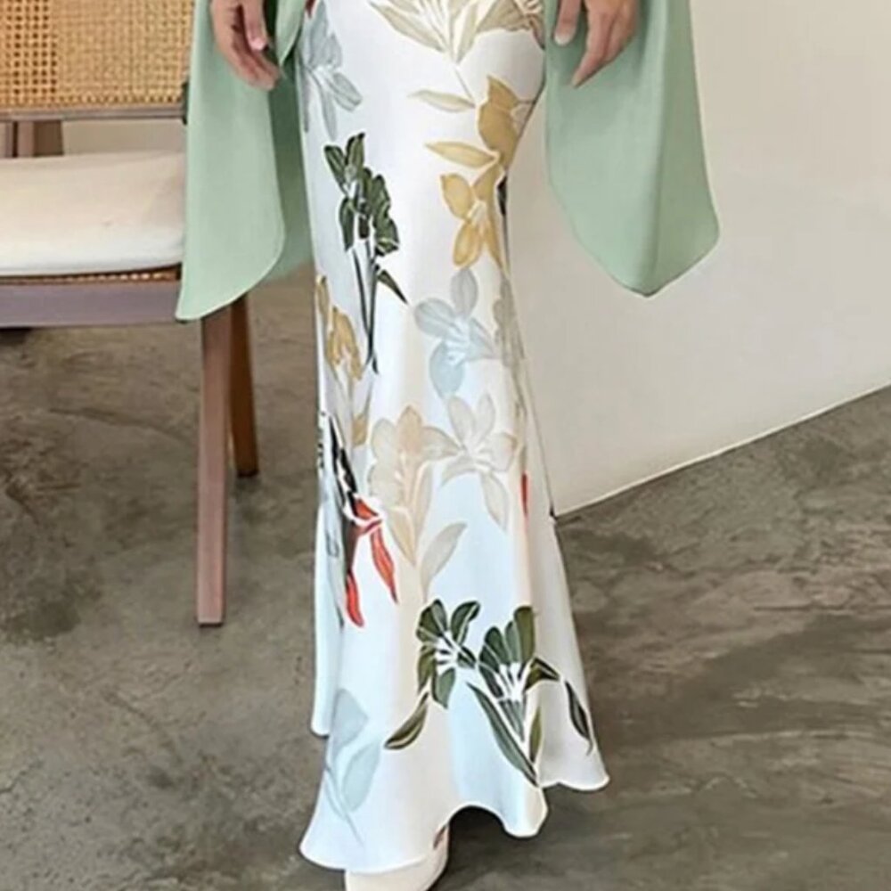 High Waisted Skinny Floral Printed Skirt | UOOZEE